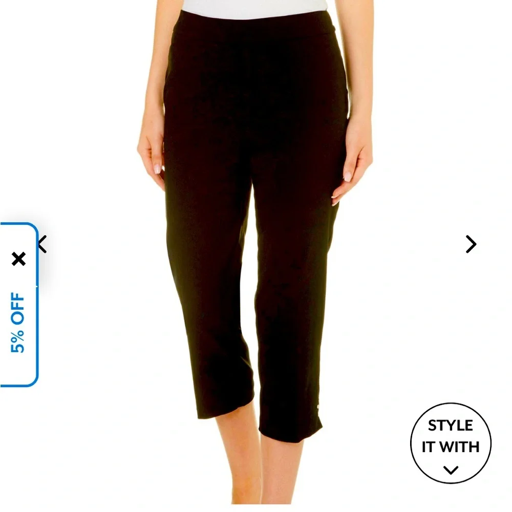 Counterparts Black Pull on Capri Pant with Buttom Hem Detail - Picture 1 of 5